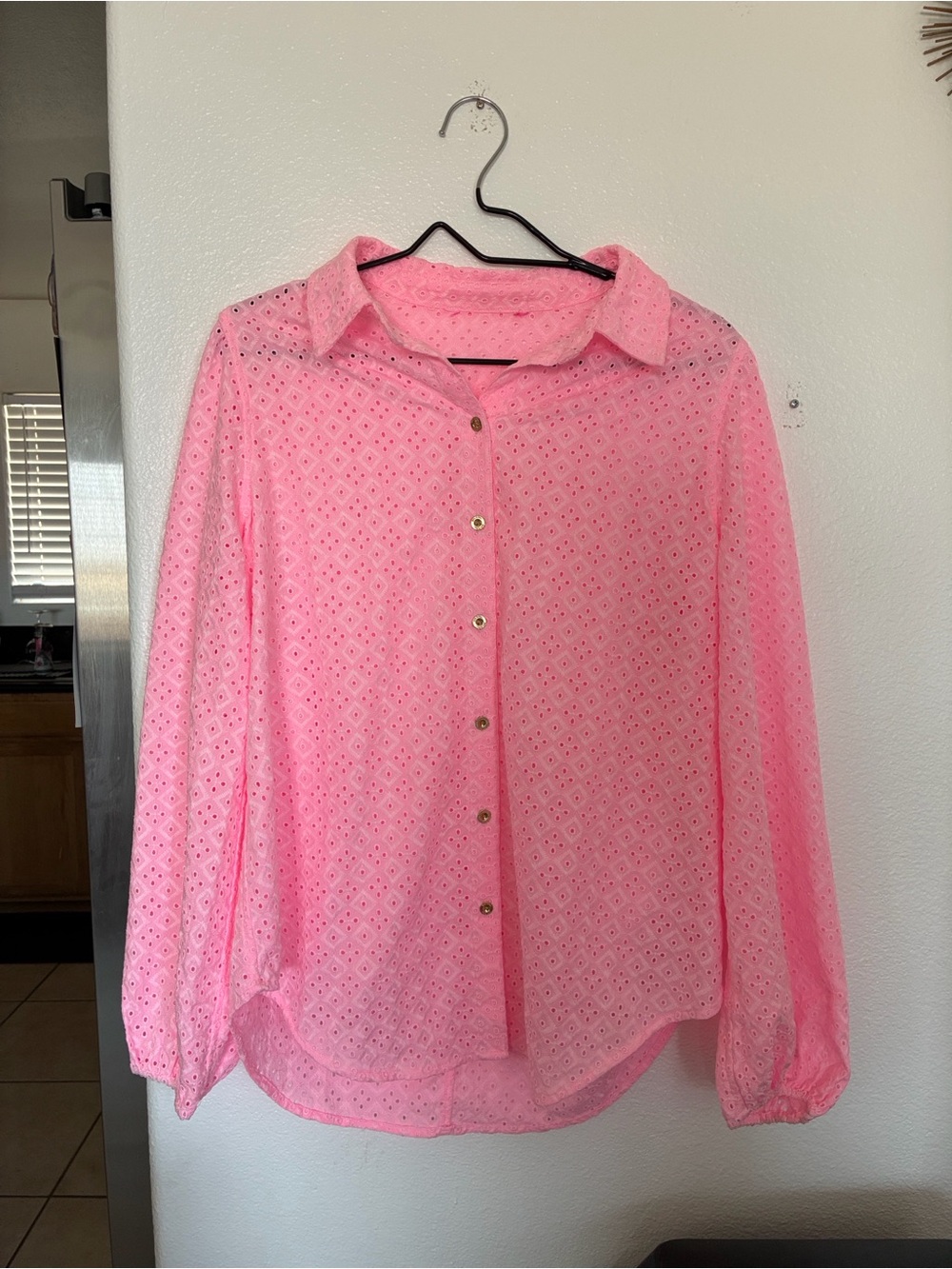 Lilly Pulitzer Sea Breeze Eyelet Button Down Top - Pink - Picture 2 of 7